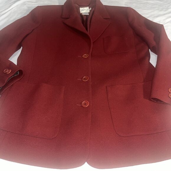 Women’s Faconnable 100% Wool Maroon Coat Sz M Medium W Flaws - Picture 2 of 16